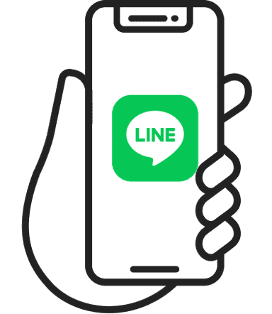 スマートフォンでLINEを利用するイラスト