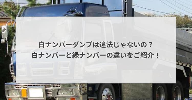 白ナンバーダンプは違法じゃないの?白ナンバーと緑ナンバーの違いをご紹介!