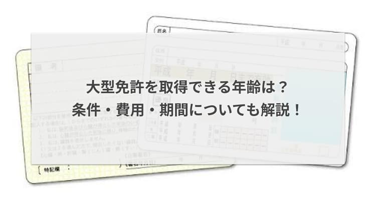 大型免許を取得できる年齢は?条件・費用・期間についても解説!