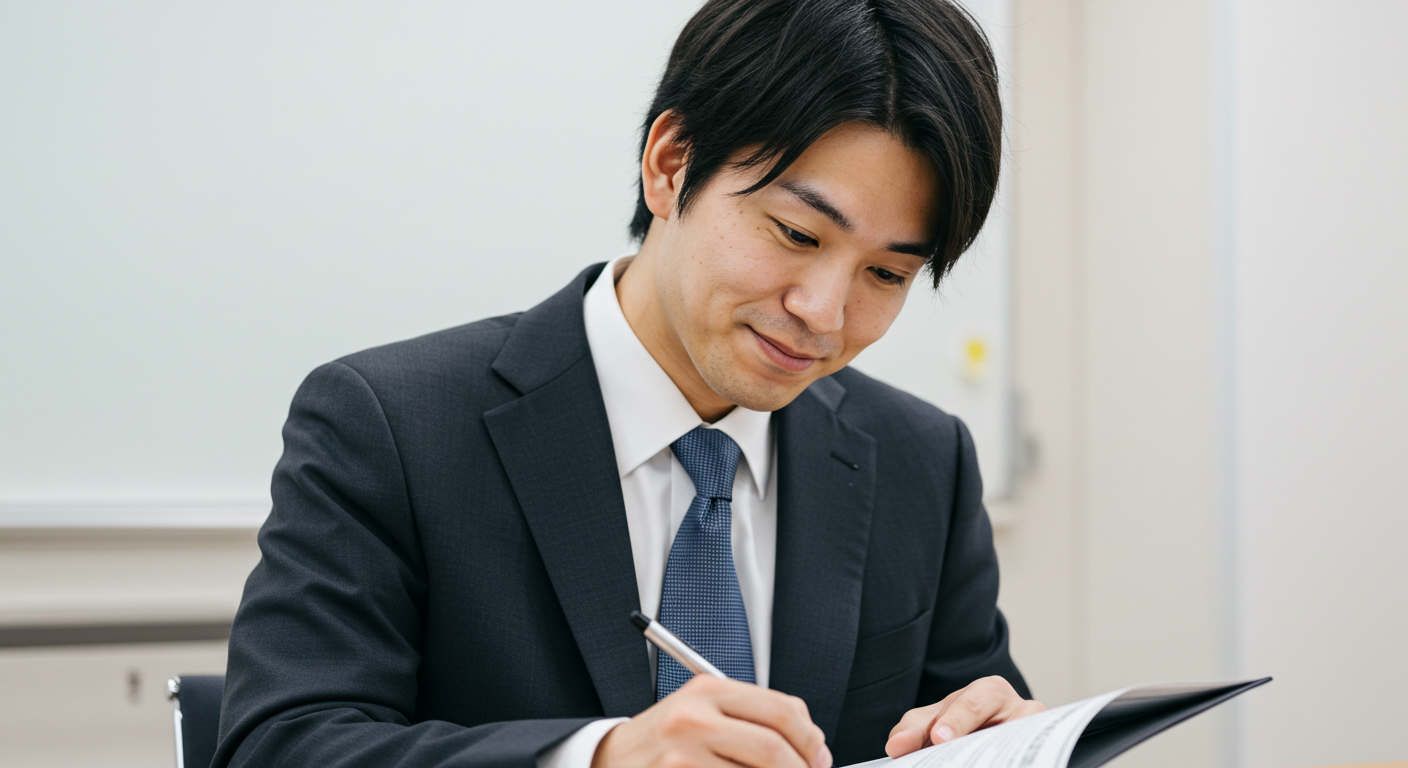 職務経歴書を書く男性